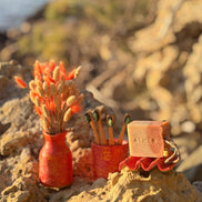 Soap Holder in Speckled Coral Red-Yellow