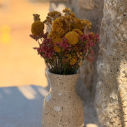 Petit Vase in Speckled White with Dry Flowers