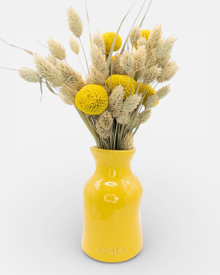 Petit Vase in Yellow with Dry Flowers
