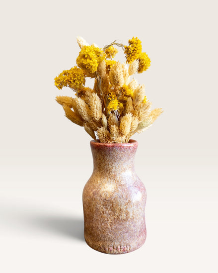 Petit Vase in Burnt Clay with Dry Flowers