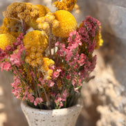 Petit Vase in Speckled White with Dry Flowers