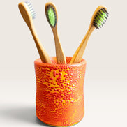 Toothbrush Holder in Speckled Coral Red-Yellow