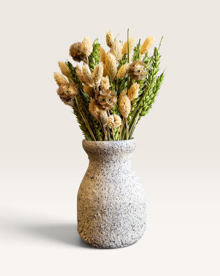 Petit Vase in Stone with Dry Flowers