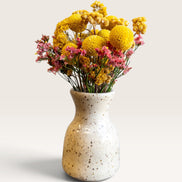 Petit Vase in Speckled White with Dry Flowers