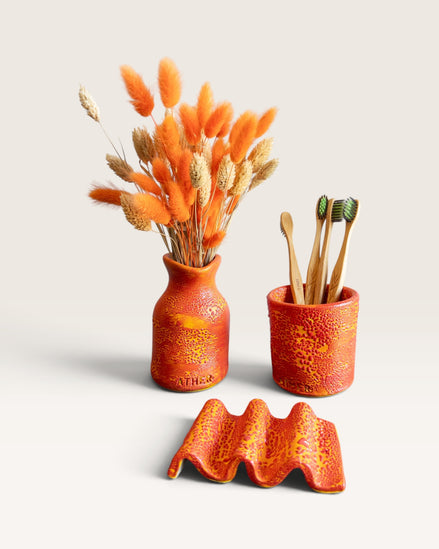 Ritual Set in Speckled Coral Red-Yellow