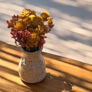 Petit Vase in Speckled White with Dry Flowers