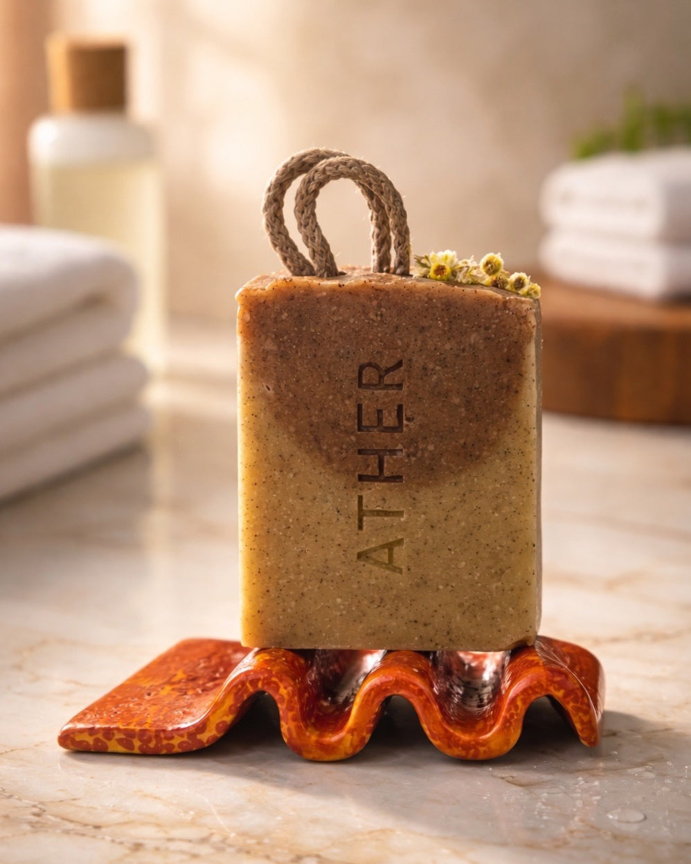 Soap Holder in Speckled Coral Red-Yellow