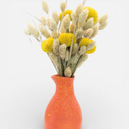 Petit Vase in Speckled Coral Red-Yellow with Dry Flowers