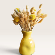 Petit Vase in Yellow with Dry Flowers