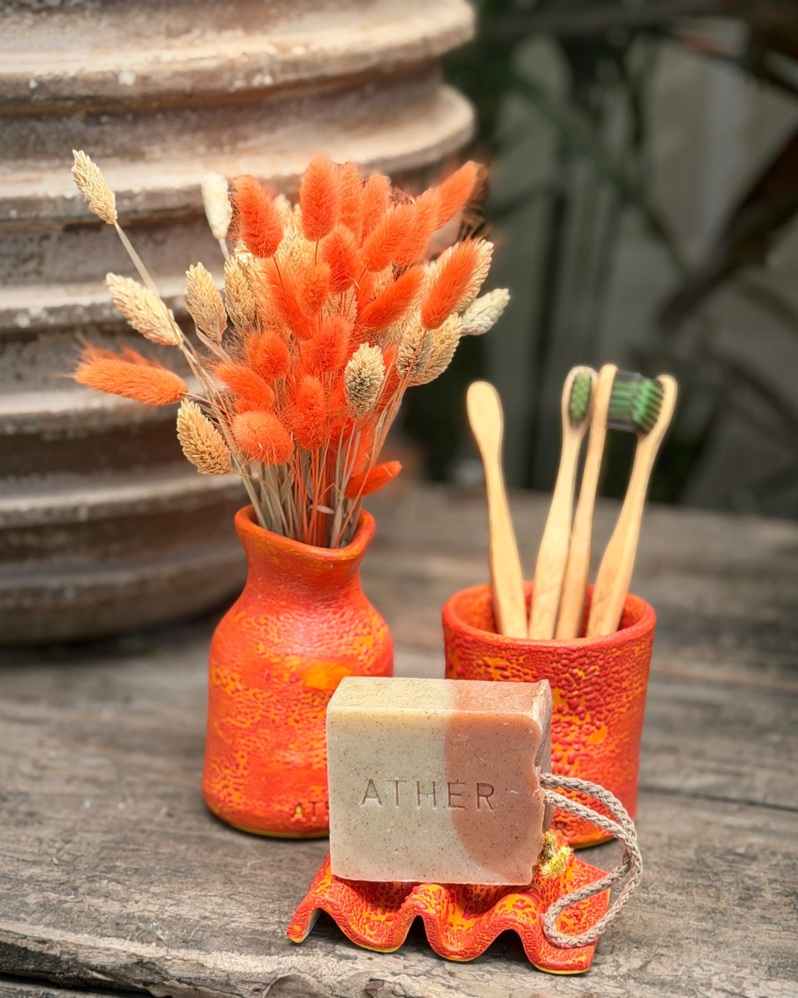 Ritual Set in Speckled Coral Red-Yellow