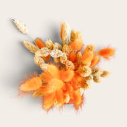 Petit Vase in Speckled Coral Red-Yellow with Dry Flowers