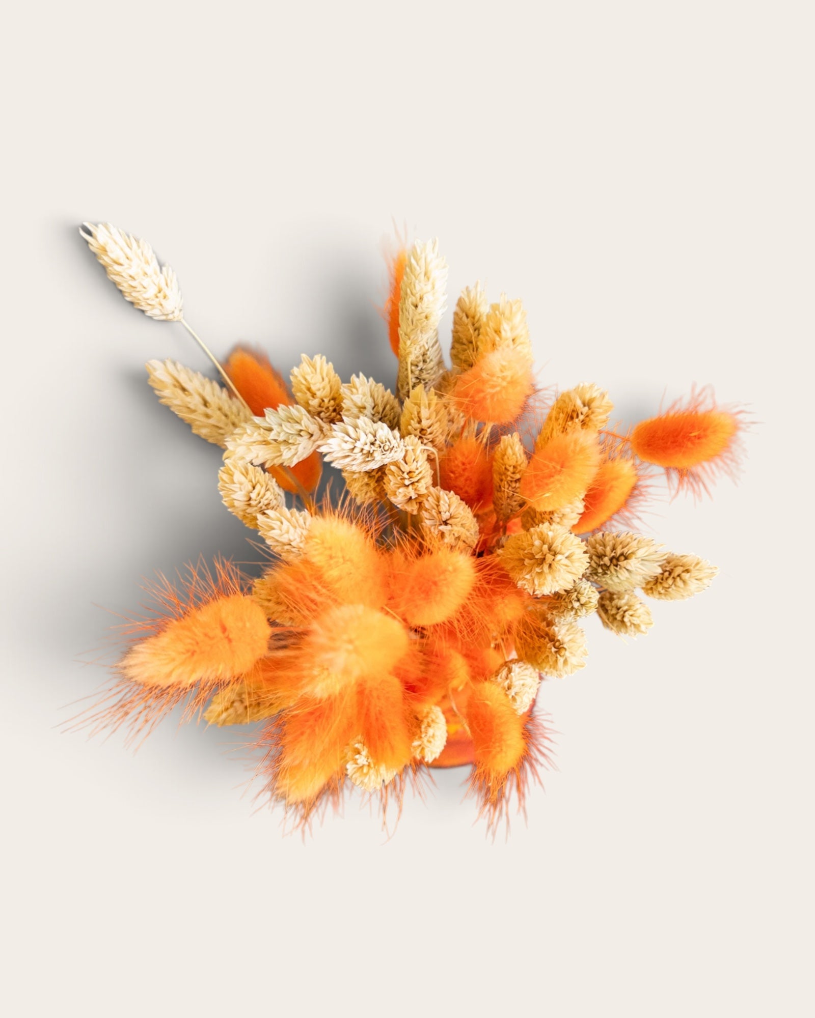 Petit Vase in Speckled Coral Red-Yellow with Dry Flowers