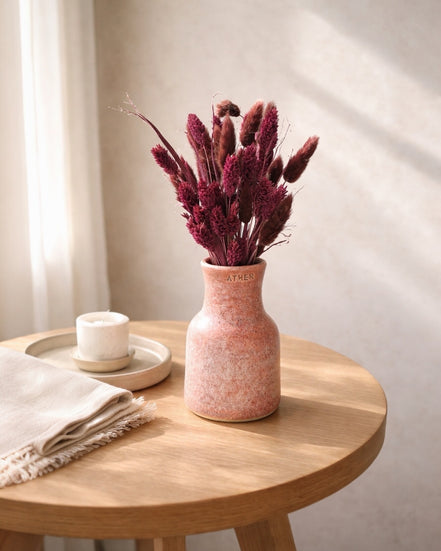 Petit Vase in Burnt Clay with Dry Flowers