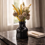 Petit Vase in Black with Dry Flowers