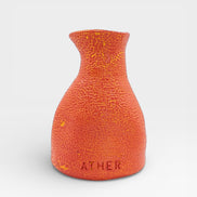 Petit Vase in Speckled Coral Red-Yellow with Dry Flowers