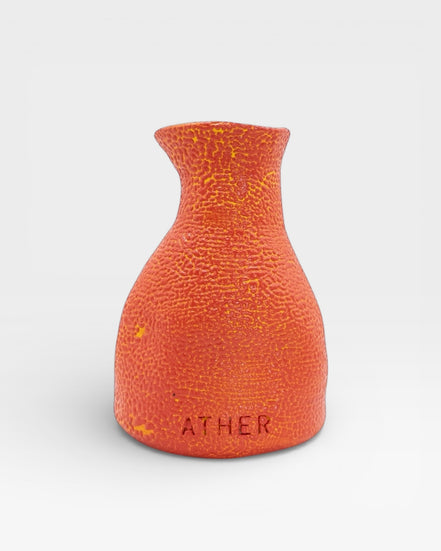 Petit Vase in Speckled Coral Red-Yellow with Dry Flowers